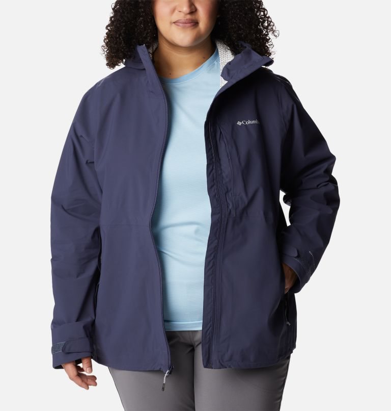 Women's Columbia Omni-Tech Ampli-Dry Shell Jackets Navy | Plus Size CA-I86L4